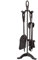 Hammer and Tongs 5pc Black Slindon Fireside Companion Set - Indoor Fireplace Wood Burner Accessories Tools Metal Iron Poker Brush Shovel Tongs