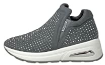 Inblu Sneakers Donna Slip On con Strass, Scarpe da Ginnastica, Argento, 38 EU