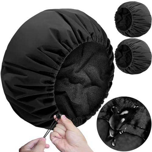 Sheomern 2 Pcs 16.5Jumbo Adjustable Terry Cloth Lined Shower Caps for Long Hair & Braids, Extra Large Dual Waterproof Hair Cap for Women & Men, Reusable XXL for Dreadlocks, Locs