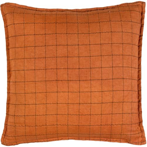Yard Linen Grid Check Polyester Filled Cushion