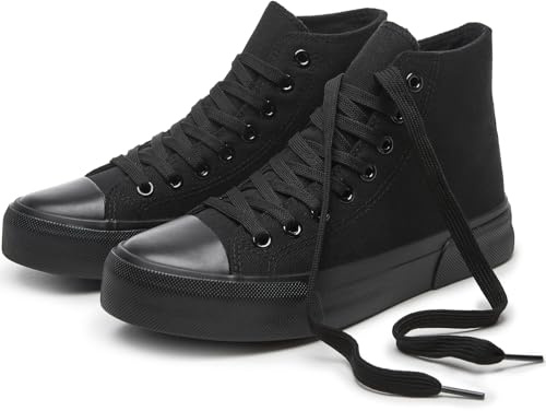 hash bubbie High Top Canvas Sneakers Fashion Walking Shoes Full Black US8