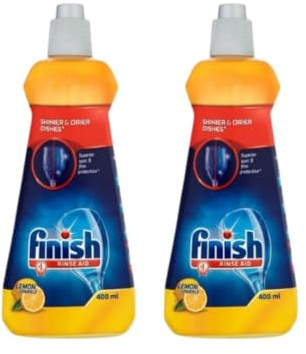 2 x 400ml Rinse & Shine Aid Lemon Sparkle Scent Protects Against Cloudiness