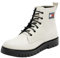 Tommy Jeans Damen Mid Boot Stiefel Lace Up Lack, Weiß (Ecru), 39