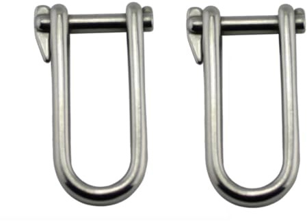 JT-HLM 2PCS Stainless steel M5/M6 D Ring Screw Shackles with Pins Heavy Duty Shackles Key Pin Shackle Wide D-Shackle For Marine Mounting, Camping, Sports Accessories ﻿ (6mm)
