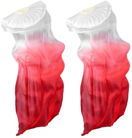 Sarini 2st Veil Silk Dance Fan Magdans Långa Fans Silk Bambu Fans for Performance Party Gathering Rekvisita Magdans Tillbehör för scen Kostym Dansövning