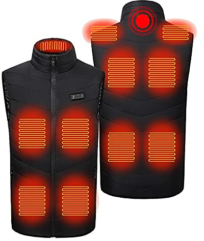 Gilet Riscaldato Uomo Donna, Giubbotto Riscaldato Morbido e Caldo, Giacca Riscaldata con 3 Temperature Regolabile e 11 Zone di Riscaldamento, Giacca Riscaldata Elettrica USB per Caccia Moto Sci 2025