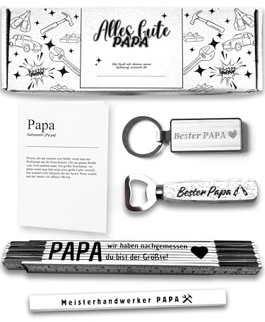 Presentix® Bästa pappa presentset – med flasköppnare, tumpinne, penna och nyckelring | Fädersdagspresent | Födelsedagspresent till män | bästa pappa present