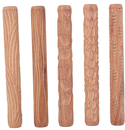 5St Keramikverktyg TräHandrullar för Clay Clay Stamp Clay Pattern Roller