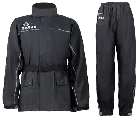Zorax Waterproof Windproof Motorbike Motorcycle Two-piece Rain Suit Rain Coat Rain Jacket Rain Trousers Rain Pants Rainwear Black M