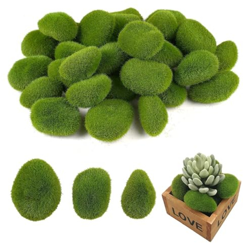 YANGWEN 20 Pcs Artificial Moss Balls, 2 Sizes Fake Moss Rocks for Garden Decor, DIY Crafts & Floral Arrangements,Covered Stones for Terrariums, Fairy Gardens & Pot Plants
