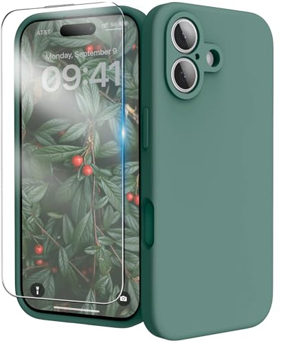 INGIDO for iPhone 17 Case, Liquid Silicone Cover with Camera Protection Anti-Scratch Soft Microfiber Lining Shockproof Protective Phone Case for iPhone 17 6.3, Pine Green