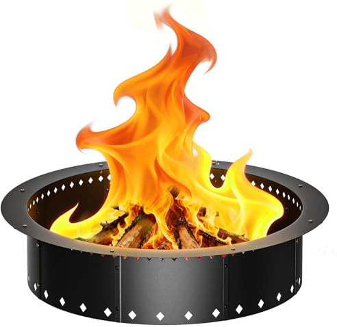 FANHAO Foyer extérieur braséros, Anneau extérieur de 91cm/Anneau intérieur de 76cm, sans fumée, Foyer à Bois, Anneau en Acier Massif, Doublure en Acier Solide, Anneau de feu Camping, terrasse, Jardin