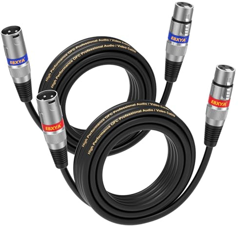 EBXYA Cable de Micrófono Paquete de 2 5M XLR Macho a Hembra Balanceado Blindado para Grabación de Estudio, Sonido en Vivo y Mezclador de Alimentación Fantasma