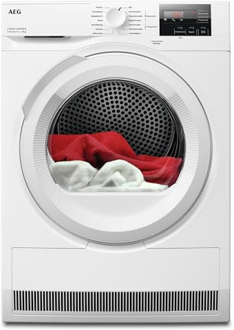 AEG Wärmepumpentrockner 8 kg, Serie 7000 SensiDry - Schonendes & Energiesparendes Trocknen, neue EKK D, Schontrommel, Weniger Bügelaufwand mit Reversierautomatik, Spart Zeit, Knitterschutz, TR7T50580