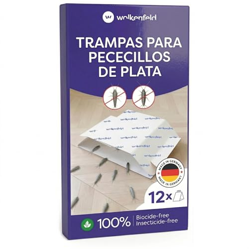 Wolkenfeld Trappola Pesciolini D'argento – Esca Naturale Adesiva Anti Pesciolini D'argento – Monitoraggio Casa e Bagno – 100% Senza Spray né Biocidi – Prodotto in Germania – 12 Fogli Adesivi