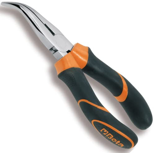 Beta 1168BM 160 - Pinze a becchi mezzotondi lunghissimi piegati zigrinati cromate impugnatura bimateriale