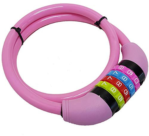 Land-Haus-Shop® Fahrradzahlenschloss 65 cm, Stahlseil ummantelt, Fahrrad Zahlen Schloss (Pink)