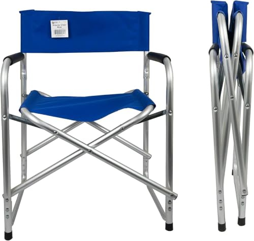 Hyfive Directores de Aluminio Azul Silla Plegable con apoyabrazos Silla de Camping Pesca Silla Silla de jardín