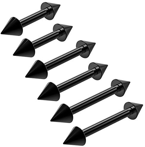 Bling Piercing 3pc 16g 1.2mm Black Barbell Cartilage Bar Earring Spike Tragus Forward Helix Eyebrow 6mm 8mm 10mm