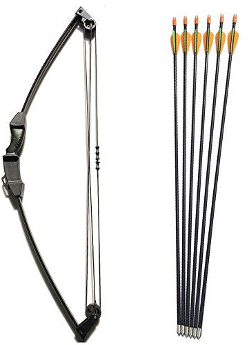 SHARROW 12lbs Kinder Pfeil und Bogen Set Kinderbogenset Outdoor Jugend Junior Recurve Bogen mit 6 Kinderpfeile Jugendpfeile Fiberglaspfeile Bogenschießen Training (Schwarz)