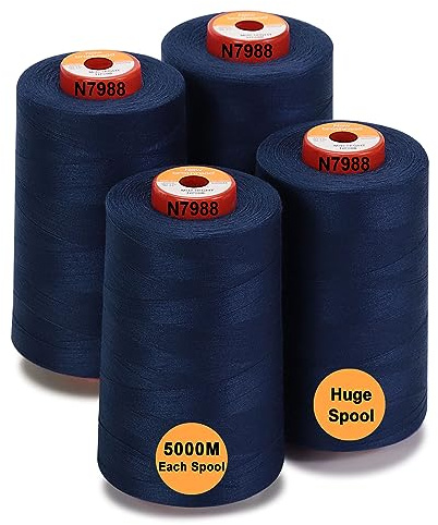 New brothread - 28 Options - 4 Grand Cône de 5000M Tout usage Fil à coudre en polyester 40S/2 (Tex27) pour la couture, le matelasser, le patchwork, le surjeter - Mid Night