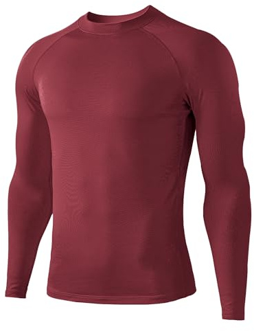 HUGE SPORTS Maglia Termiche da Uomo Invernale Biancheria Intimo Termica a Maniche Lunghe Asciugatura Rapida Corsa Ciclismo Marrone M