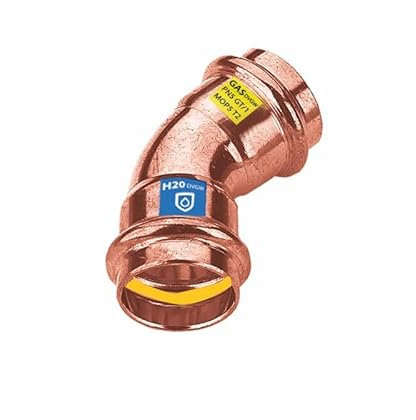 Sanpro Fitting - Pressfitting Kupfer 45° Winkel - Bogen, Größe V 15 (Pressfitting Kupfer Gas Wasser Trinkwasser Heizung Sanitär Fittings Kupferleitung)