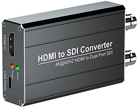 UCYTYON 4k/60Hz HDMI auf SDI Konverter mit SDI-Ausgang mit Dual-Port, kompatibel mit HDMI 2.0 Eingang 4k/60Hz und Ausgang 3G-SDI/HD-SDI, automatische Formaterkennung, Embedder Audio