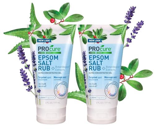 PROcure Epsom Salt Rub Gel – Concentrated Muscle Relief with Organic Aloe Vera & Essential Oils for Aches, Soreness & Tension – 2 Pack