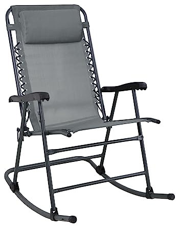 SVITA Schaukelstuhl faltbar klappbar Outdoor mit Kopfstütze Armlehne Dunkelgrau