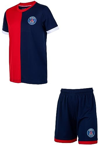 PARIS SAINT GERMAIN Offizielles PSG Home Trikot Set für Kinder - 2023/2024-152/12 Jahre Trikot - Fussball Shirt und Shorts - Blau/Rot