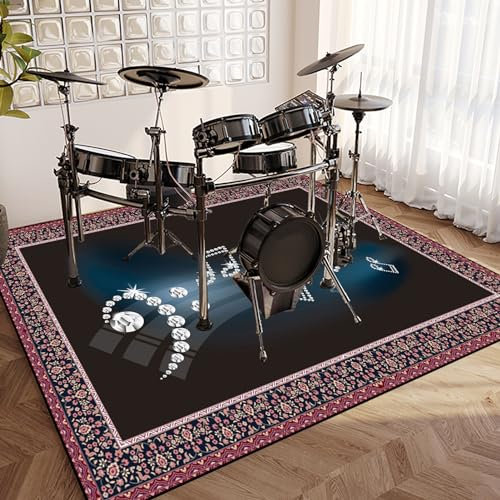 SOSTAG Drum Teppich Akustik Schlagzeug - Kompakter Schlagzeugteppich - 180 x 160 cm - Dicht gewebte Oberfläche - rutschfeste Unterseite - Lärm Absorbiert - Schallschutzmatte Schallschutz Teppich