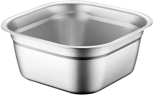 Sink Bowl Stainless Steel Washing Up Bowl Large Capacity Washing Bowl Dish Pans for Kitchen Sink with Rolled & Wide Edge, Stackable Flat Bottm Washing Basket