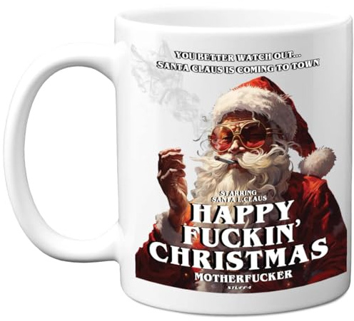Stuff4 Sarcastic Gifts for Work Colleagues, Rude Novelty Christmas Mug | Happy F*kin Christmas, Sarcastic Gifts for Work Colleagues, Rude Novelty Christmas Mug for Friends