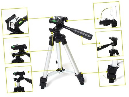 Hemobllo Trípode Trípode 3 Secciones Aluminio Ajustable para Teléfono Ligero y Compacto