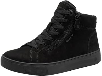 Tamaris Comfort baskets montantes femme à lacets avec fermeture éclair, Black Nubuk, 38 EU
