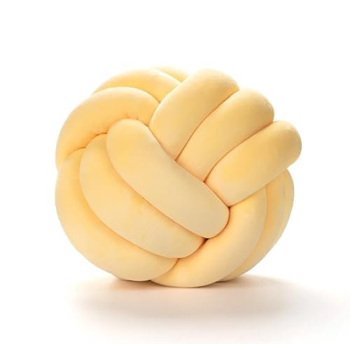MZSKLW Cuscino con nodo, cuscino a sfera con nodo, corto in peluche, cuscino decorativo per la casa, per divano, letto, soggiorno, cuscino per pavimento (nodo giallo, 28 cm)