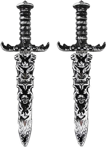 Guyode 2 Piezas Espada No es Afilado Daga Medieval Juguetes de Plástico Espada Pirata Color Plata Rretro se Aplica a Niños y Niñas Disfraces y Accesorios de Piratas Accesorios para Fiestas
