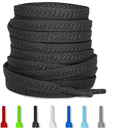 UamGlsob Cordones de Silicona Antideslizantes de 7 mm - Para Botas de Fútbol, Rugby y Zapatillas de Deporte y Running (Black,140cm)
