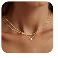 Tewiky Layering Halskette Damen, 925 Silber, Goldkett CZ Anhänger Set | Gold & Silber Layering Ketten Set mit CZ Anhänger, wasserfest, eleganter Schmuck für Alltag, Partys und Geschenke