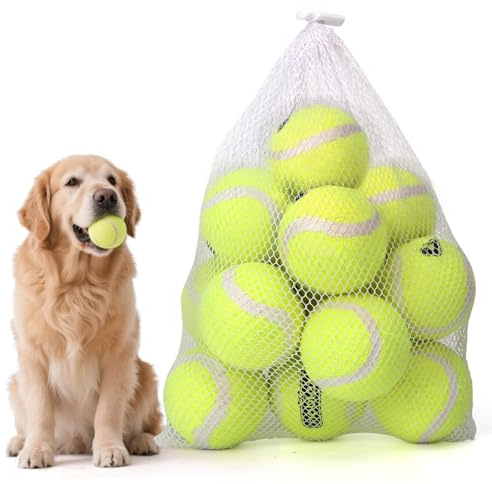 Nobleza Pelota Perro, 12 Pack Tenis para Perros Interactiva Pelotas, Pelota de Caucho Natural, Duradera y Elástica para Pequeños y Medianos Ø 6.35cm