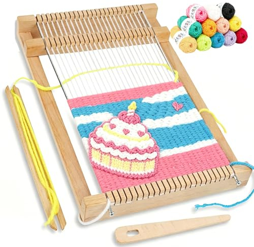 GZYYANG Métier à tisser en bois - Kit de tissage de qualité supérieure - Cadre à tisser scolaire - Fabriqué à la main - Pour débutants, professionnels, adultes et enfants (29 x 19 cm)