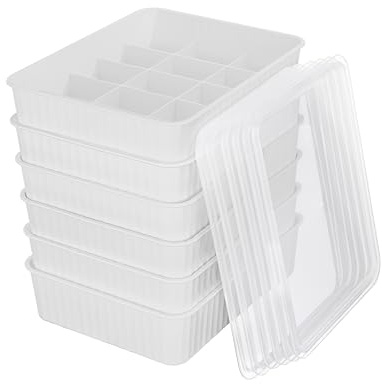 Cetomo Caja de almacenamiento de plástico con 15 compartimentos para ropa interior y calcetines con tapa, organizador de calcetines de lencería, organizador de cajones apilable con divisores, cesta