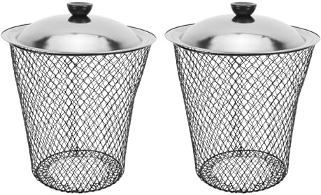 TOBBOMEY Lot de 2 Lombricomposteurs Bacs à Compost Enterrés - Poubelle Extérieure en Métal avec Couvercle pour Déchets de Jardin Et de Terrasse