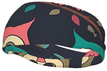 Bandeau de sport pour homme et femme - Motif hiboux - Extensible et antidérapant - Pour cyclisme, randonnée, yoga, hockey sur glace