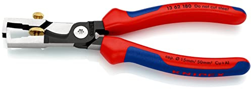 KNIPEX StriX Abisolierzangen mit Kabelschere auf SB-Karte mit Mehrkomponenten-Hüllen 180 mm, 13 62 180 SB