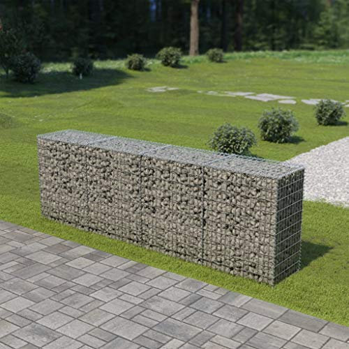 Festnight Gaviones para Piedras Jardinera de Jardín, Muro de Gaviones de Acero galvanizado 300 x 50 x 100 cm, Color Plateado