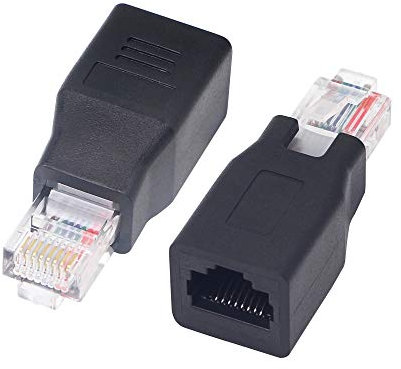 PNGKNYOCN Adattatore Ethernet RJ45 Cat5 / Cat5e / Cat6 Connettore di estensione di rete da maschio a femmina Ethernet utilizzato per proteggere il jack nativo del dispositivo (2-pack)