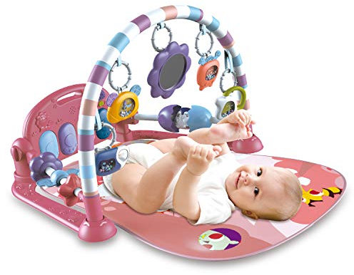 caterbee Baby Piano Gym Play Mat, Newborn Activity Toy with Piano, Play Mat Activity Gym for toddler (Pink)