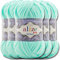Hobby YARN Alize Velluto 5x 100g Türkische Strickwolle super Bulky Wolle zum Häkeln Uni Farbe Babywolle Flauschgarn Filzwolle Kuschelwolle (Light Turquoise | 19)